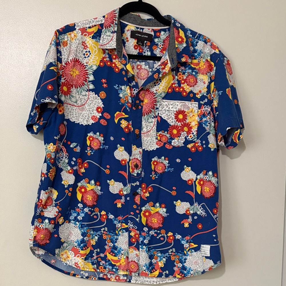 Adam Levine Collection Floral Casual Shirt in Blue and Red
